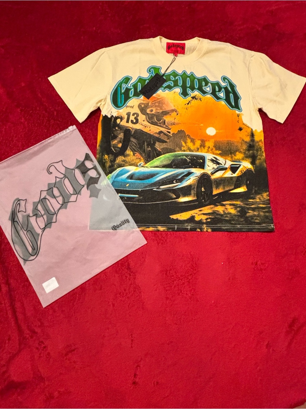 Godspeed Adult’s Graphic Car T-Shirt in Yellow and Black